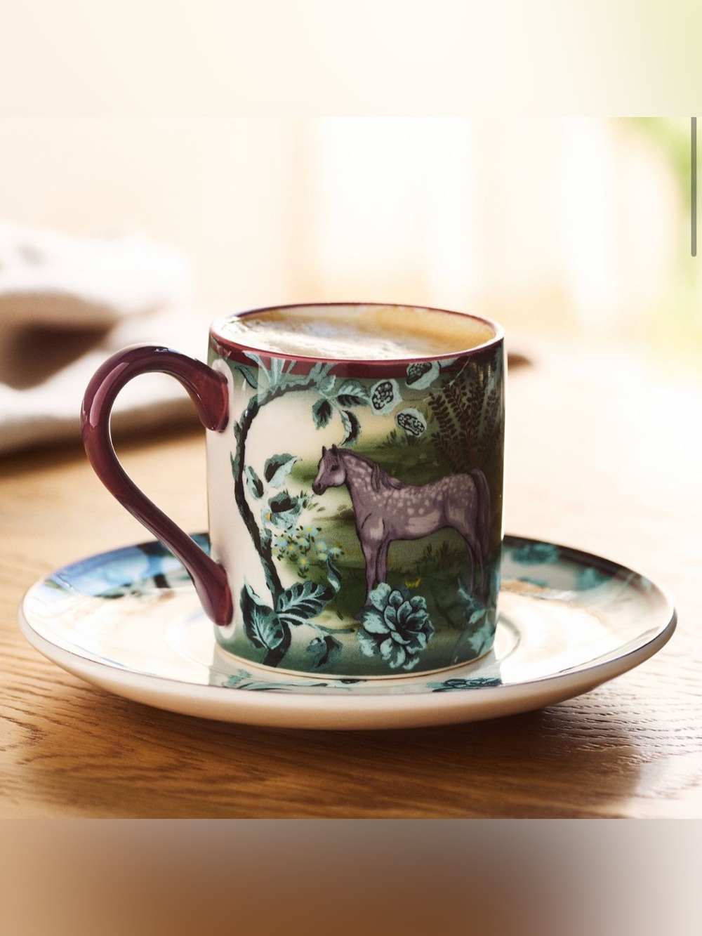 NWT Gray Horse Portobello Stoneware Espresso Mug Cup and Saucer